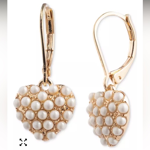 Lauren Ralph Lauren Gold-Tone Imitation Pearl Heart Drop Earrings